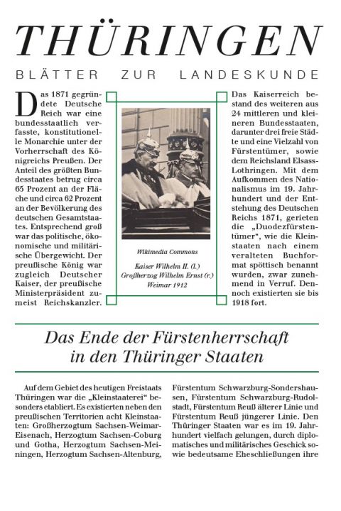 Buchcover "120 - Das Ende der Fürstenherrschaft in den Thüringer Staaten" von Manuel Schwarz.