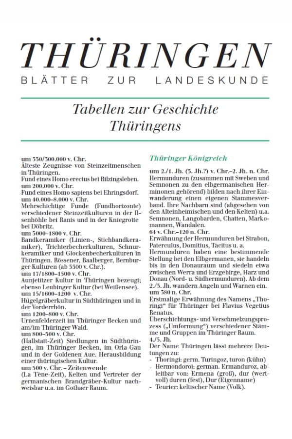 Buchcover "Tabellen zur Geschichte Thüringens" von Axel Stelzner. 