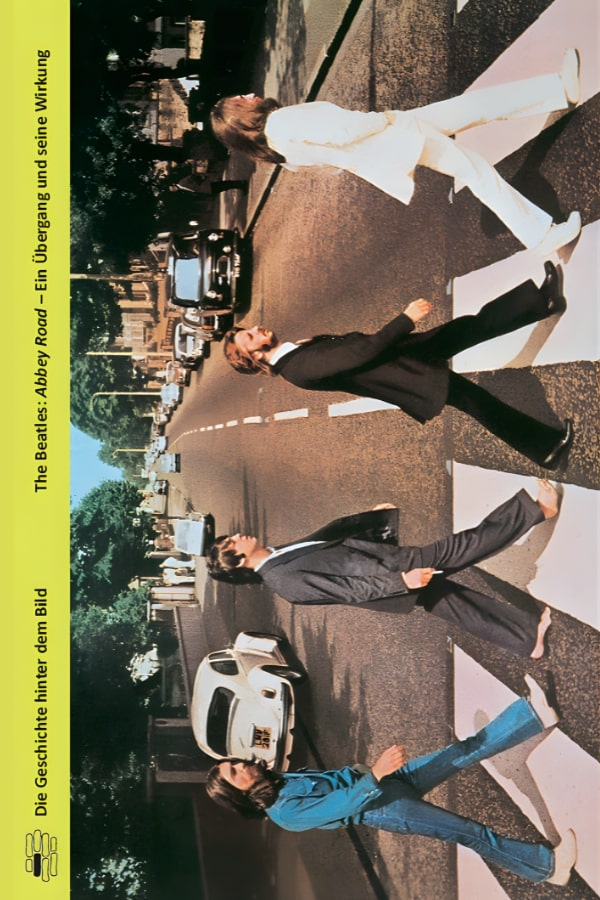 Buchcover "The Beatles: Abbey Road - Ein Übergang und seine Wirkung" von Michael Custodis. Das Cover zeigt die berühmte Farbfotografie, auf der die Band über einen Zebrastreifen geht.