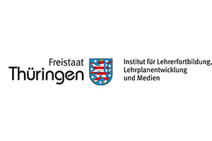 Logo mit dem Schriftzug "Freistaat Thüringen" neben einem Wappenschild und dem Schriftzug "Institut für Lehrerfortbildung, Lehrplanentwicklung und Medien" auf der rechten Seite.